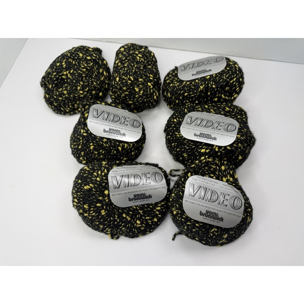 Brunswick Yarn Video cotton mohair acrylic Blend Lot of 5+ Maize Yellow Black